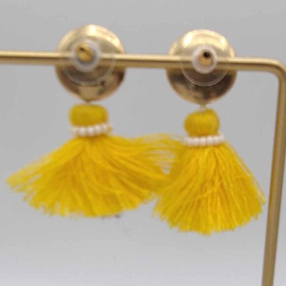 J Crew Mini Scope Tassle Bead Yellow Earrings - Picture 4 of 9